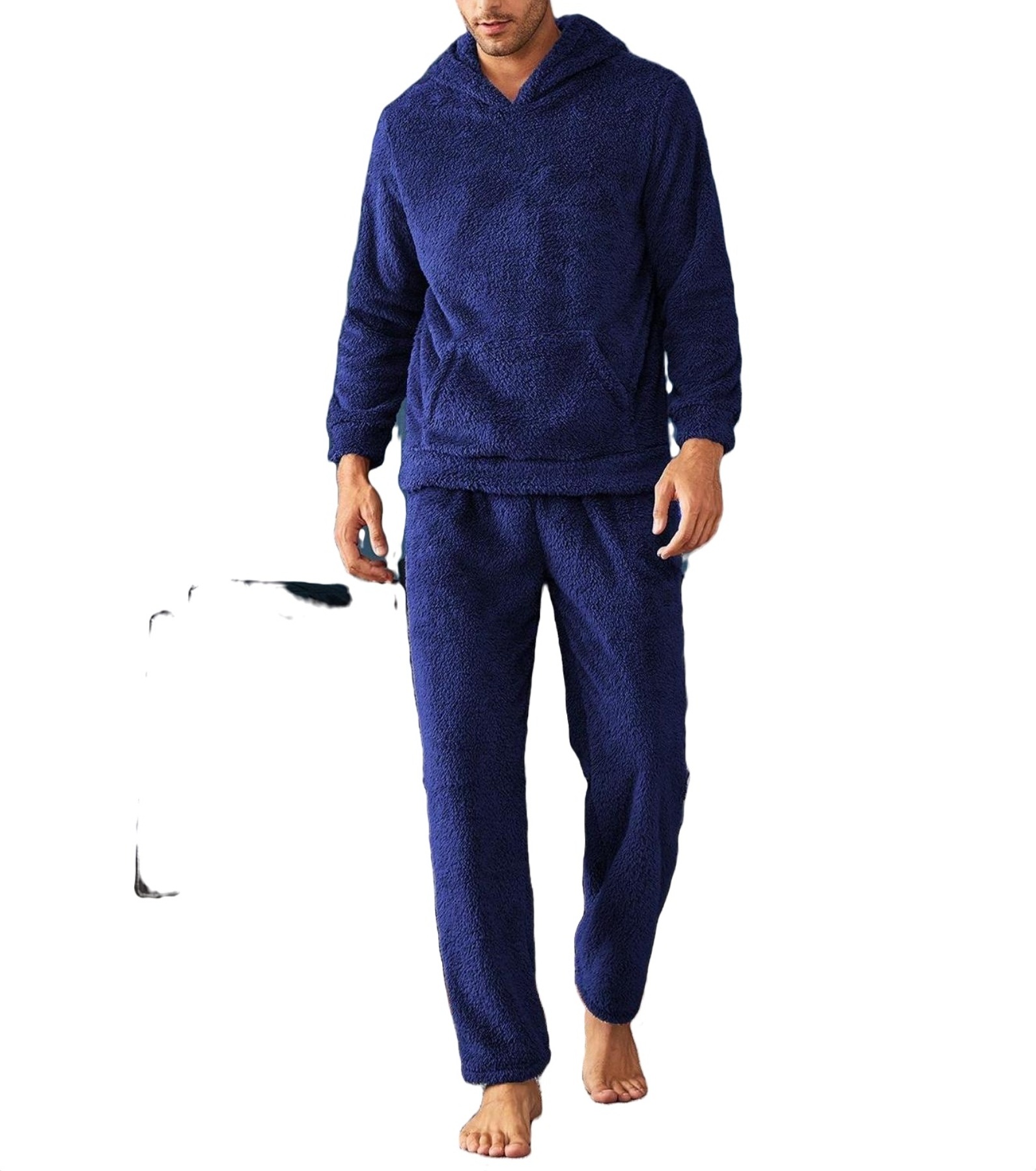 Hooded Pajama Sets Long Sleeve Blue Men Loungewear Sets (Men's