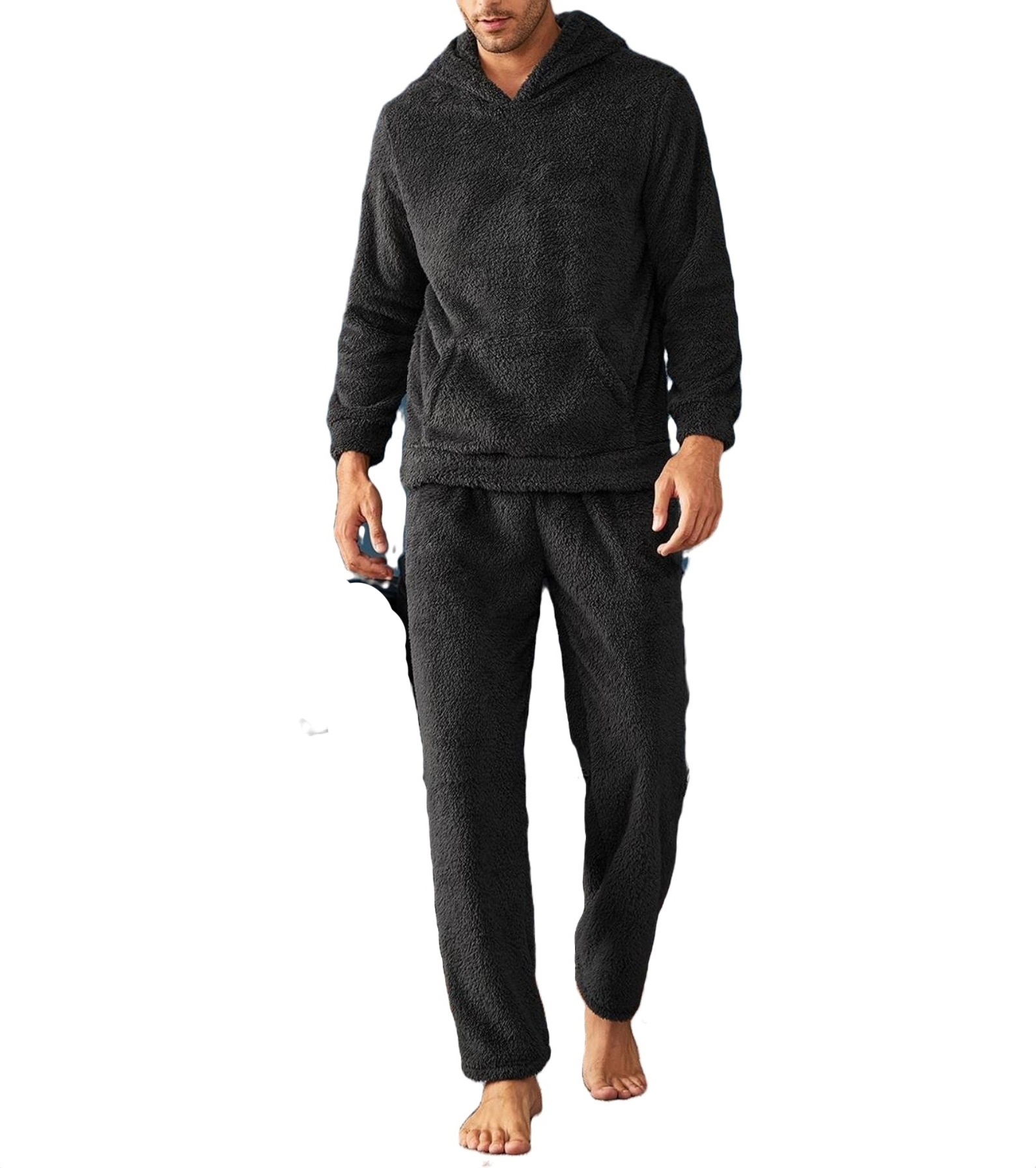 Hooded Pajama Sets Long Sleeve Dark Grey Men Loungewear Sets (Men's
