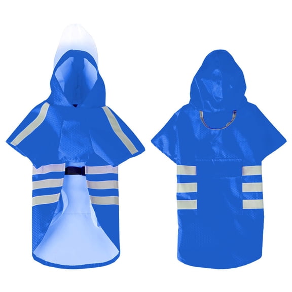 Hooded Pet Raincoat PU Fabric Reflective Strips Rain Clothing 2 Leg Easy Wear Design For Daily Rainy Day Outdoor Use