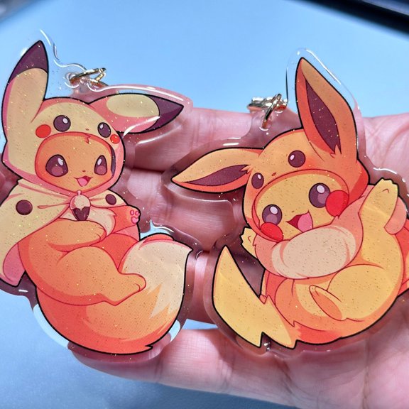Hooded Pika EV 2.5 Acrylic Keychain | Double Sided Glitter Epoxy (1 keychain)
