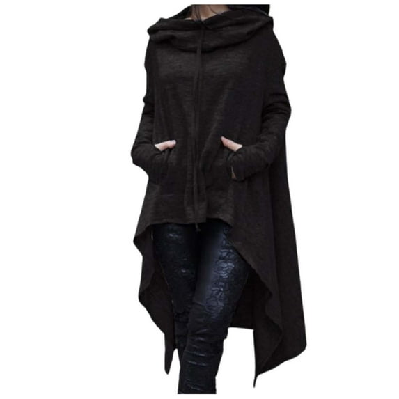 Hooded Poncho Cape Cloak for Women Sale Irregular Hem Hoodie Sweatshirt Pullover with Pocket Winter Autumn Poncho Coat Warm Blanket Cape Wraps Shawl Halloween Gothic Cardigan Punk Hoodie Jacket