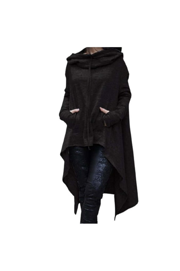 Hooded Poncho Cape Cloak for Women Sale Irregular Hem Hoodie Sweatshirt Pullover with Pocket Winter Autumn Poncho Coat Warm Blanket Cape Wraps Shawl Halloween Gothic Cardigan Punk Hoodie Jacket