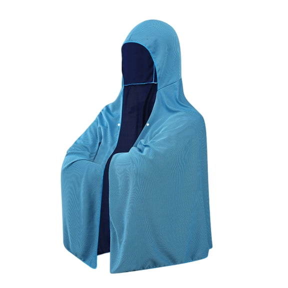 Hooded Poncho Towel Cooling Sun Shawl Quick Dry Swim Cape Mesh Breathable Hood Hat, Sun Protection Clothing Cooling Towel Comfortable Breathable Soft Solid Casual
