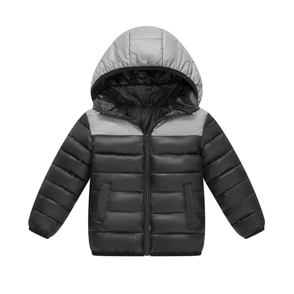 Hooded Puffer Jackets for Boys and Girls Lightweight and Packable Autumn and Winter Coa twith Pockets Warm and Comfy Black 130