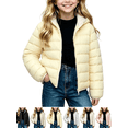 thumbnail image 1 of Hooded Puffer Jackets for Kids Zip Up Long Sleeve Lightweight Jacket Girls Casual Warm Winter Soft Outerwear, 1 of 9
