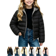 thumbnail image 1 of Hooded Puffer Jackets for Kids Zip Up Long Sleeve Lightweight Jacket Girls Casual Warm Winter Soft Outerwear, 1 of 9