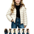 thumbnail image 1 of Hooded Puffer Jackets for Kids Zip Up Long Sleeve Lightweight Jacket Girls Casual Warm Winter Soft Outerwear, 1 of 9