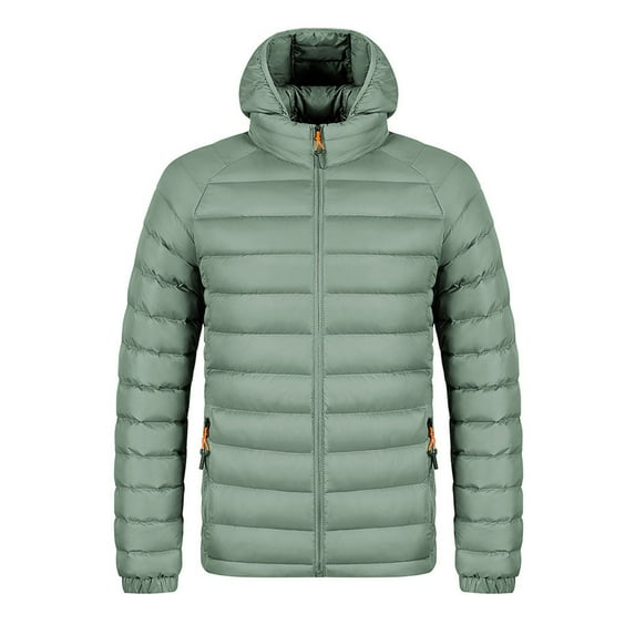 Hooded Puffer Jackets for Men Winter Coat Thicken Coat Casual Solid Color Warm Down Jacket Black XL