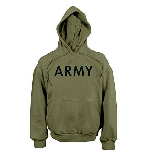 Hooded Pullover Sweatshirt, Olive Drab Hoodie, Mens Size XL