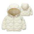 thumbnail image 1 of Hooded Quilted Jackets for Kids – Lightweight Zip up Outwear – Fall Winter Padded Coat, Warm and Comfy White 4Y, 1 of 7
