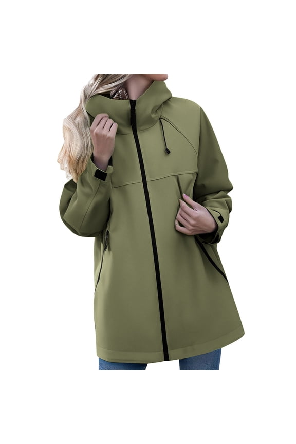 Hooded Rain Jacket, Waterproof Hiking Shell, Outdoor Windbreaker Blackish Green 4Xl , Jackets