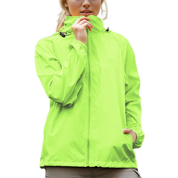 Hooded Rain Jacket Women Waterproof Lightweight Windbreaker Softshell Jacket Outdoor Packable Raincoat with Pockets