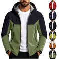 thumbnail image 1 of Hooded Rain Jacket for Men Solid Color Outdoor Windproof And Waterproof Long Sleeved Hooded Jacket Rainy Day Commute, 1 of 7