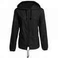 thumbnail image 1 of Hooded Rain Jacket for Women, Thin Waterproof Raincoat with Zipper，Solid Blouses Tops for Outdoor Backpack Hiking Camping, 1 of 3