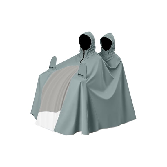 Hooded Rain Poncho, Breathable Rain Poncho, 1 Pack Waterproof Rain Coat, 242cm Wide Double Hood Two Person Poncho for Electric Scooter Motorcycle Riding Dark Green