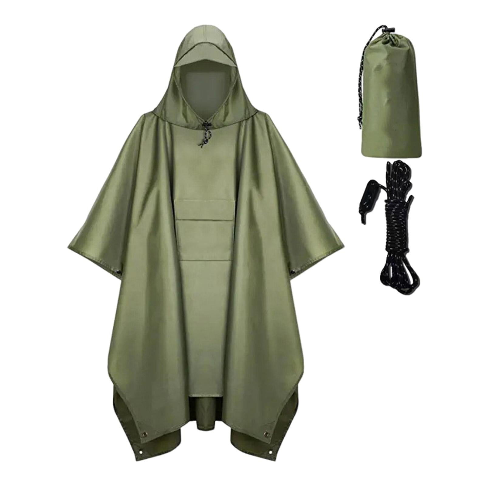 Hooded Rain Poncho Water Resistant Rain Coat Long Sleeve