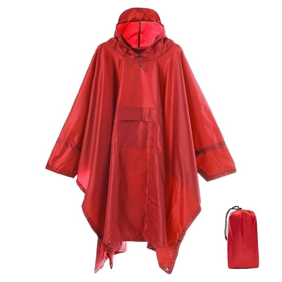 Hooded Rain Poncho for Adult with Pocket, Waterproof Lightweight Unisex Raincoat Jacket for Hiking Camping Emergency
