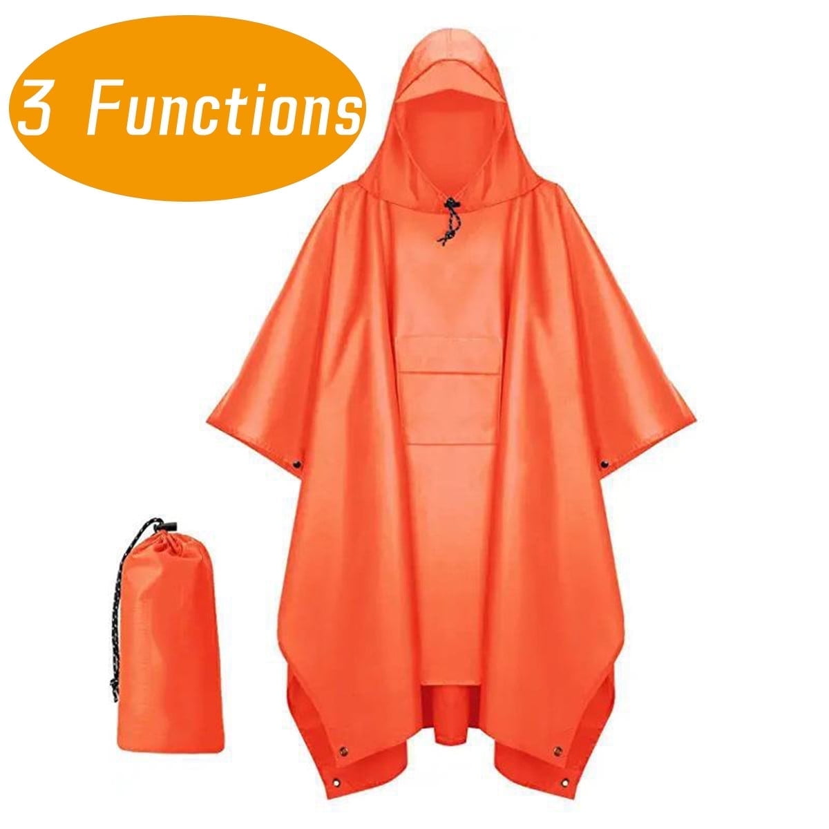 Compact Unisex Hooded Rain Poncho - Waterproof, Pocket