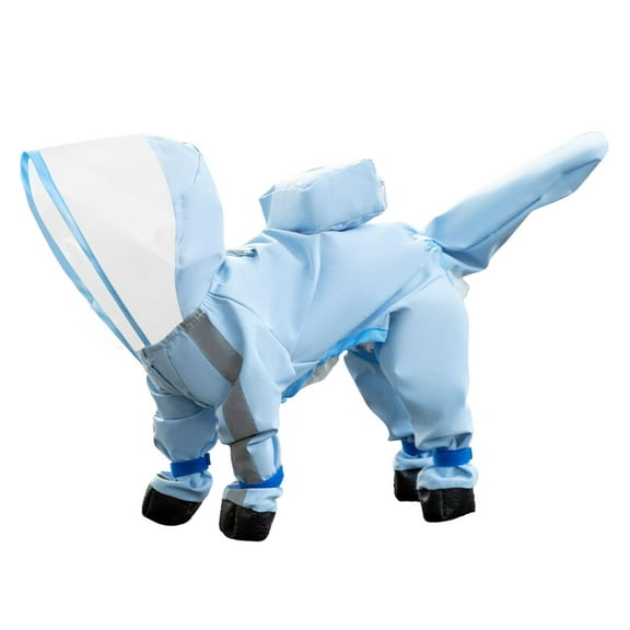 Hooded Raincoat for Small Dogs Full Coverage Slicker Poncho Jacket with Reflective Strips and D-Ring Leash Attachment
