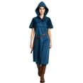 thumbnail image 1 of Hooded Ranger Tunic Robe, Hooded Medieval Ranger Robe Tunic With Shoulder Capelet, Belted Long Wizard Surcoat for Halloween Renaissance Larp Cosplay,Soft Woven Fantasy Costume Robe, Dark Blue L, 1 of 7