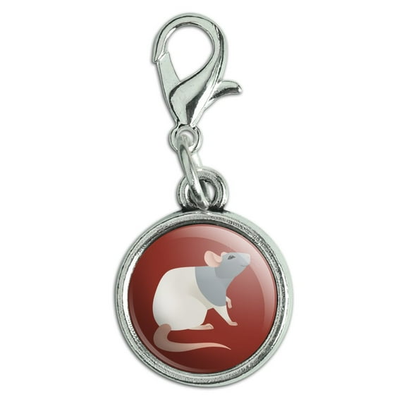Hooded Rat Antiqued Bracelet Pendant Zipper Pull Charm with Lobster Clasp
