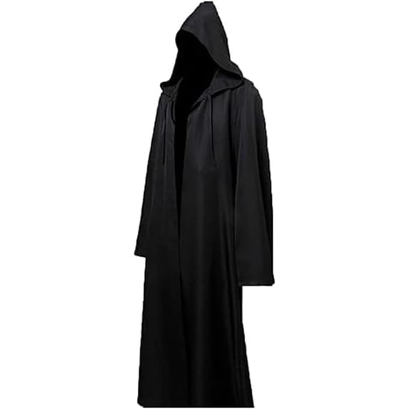 Hooded Robe Cloak - Medieval Renaissance Wizard Monk Priest Costume, Dark Gothic Knight Cape for Halloween Cosplay