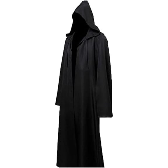 Hooded Robe Cloak - Medieval Renaissance Wizard Monk Priest Costume, Dark Gothic Knight Cape for Halloween Cosplay