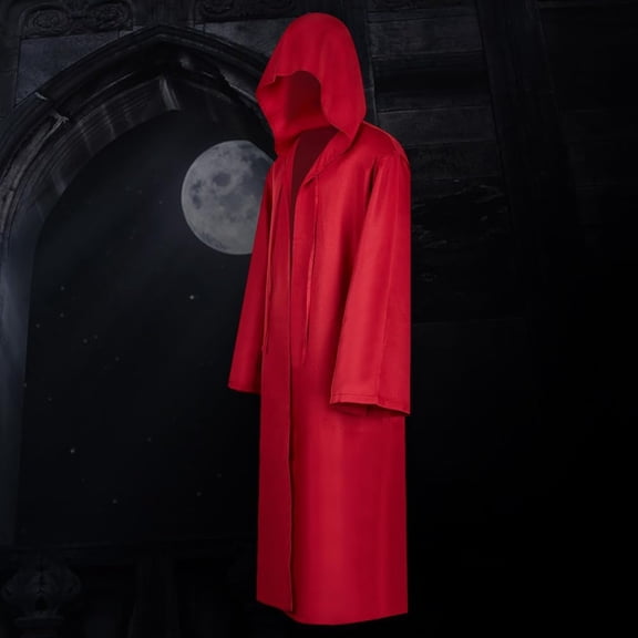 Hooded Robe Cloak - Medieval Renaissance Wizard Monk Priest Costume, Dark Gothic Knight Cape for Halloween Cosplay