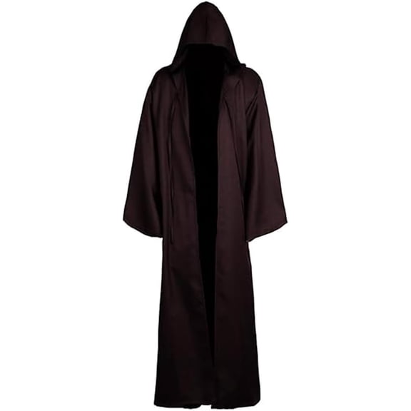 Hooded Robe Cloak - Medieval Renaissance Wizard Monk Priest Costume, Dark Gothic Knight Cape for Halloween Cosplay