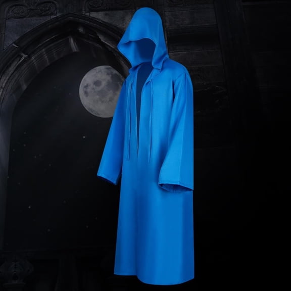 Hooded Robe Cloak - Medieval Renaissance Wizard Monk Priest Costume, Dark Gothic Knight Cape for Halloween Cosplay