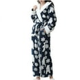 thumbnail image 1 of Hooded Robes for Womens Full Length Christmas Robe Soft Cozy Terry Cloth Plush Long Spa Bathrobe Fluffy Night-Robe, Navy, L, 1 of 7