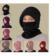 thumbnail image 1 of Hooded Scarf Beanie for Women Men Balaclava Scarves Hat for Fall Winter 05# Black Free, 1 of 4