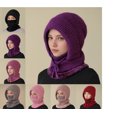 thumbnail image 1 of Hooded Scarf Beanie for Women Men Balaclava Scarves Hat for Fall Winter 05# Dark Purple Free, 1 of 4