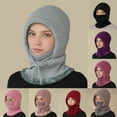 thumbnail image 1 of Hooded Scarf Hat Knit Balaclava Women Beanie Skull Cap with Drawstring Warm Winter Hats for Women Men Outdoor Sports Gray One Size, 1 of 2
