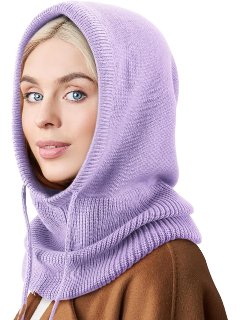 Hooded Scarf Hat Knit Balaclava, Women Beanie Skull Cap with  display picture 1
