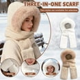 thumbnail image 1 of Hooded Scarf for Women Winter, Ear Hat Scarf 3 in 1Faux Fur Gloves Set Soft Thick Warm Hat, 1 of 6