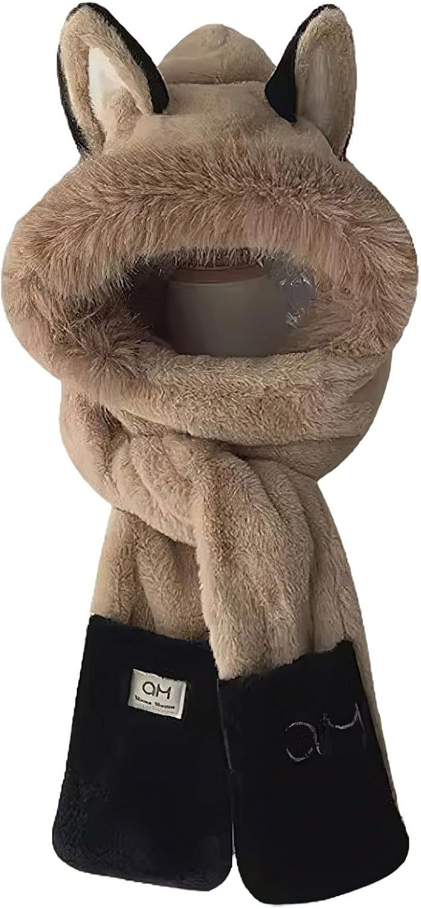 Women Hooded Scarf Gloves Set Faux Fur Warm Winter Accessory Hooded Scarf for Women Winter Warm Faux Fur Scarf Hat Gloves  main image 2