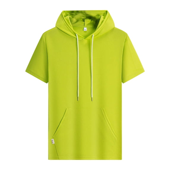 Hooded Shirts for Men Ice Silk Short Sleeve Summer Mesh, Ice Cooling Moisture Wicking Workout T-Shirt Tee Tops for Gym Running Athletic, Green 3XL