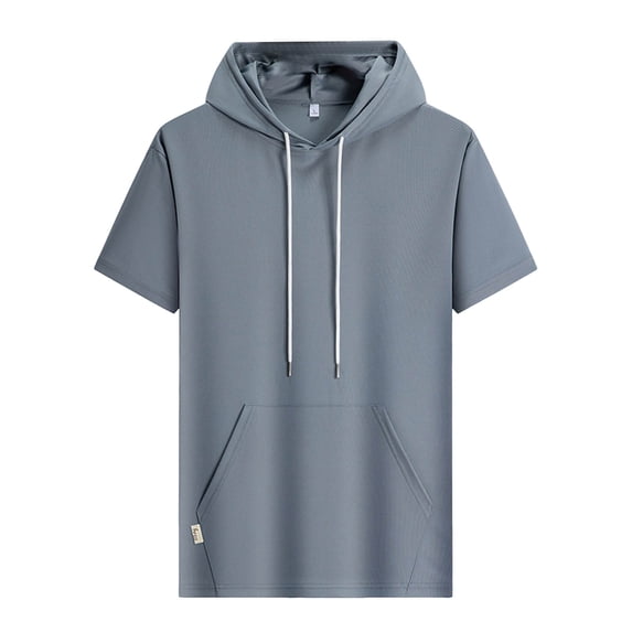 Hooded Shirts for Men Ice Silk Short Sleeve Summer Mesh, Ice Cooling Moisture Wicking Workout T-Shirt Tee Tops for Gym Running Athletic, Grey 2XL