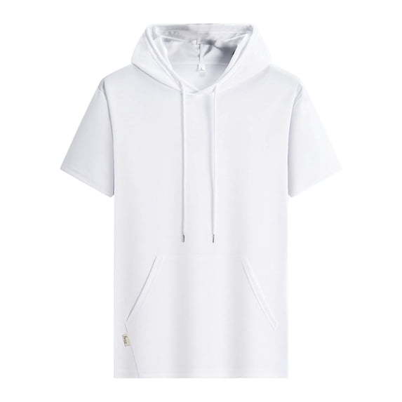 Hooded Shirts for Men Ice Silk Short Sleeve Summer Mesh, Ice Cooling Moisture Wicking Workout T-Shirt Tee Tops for Gym Running Athletic, White M
