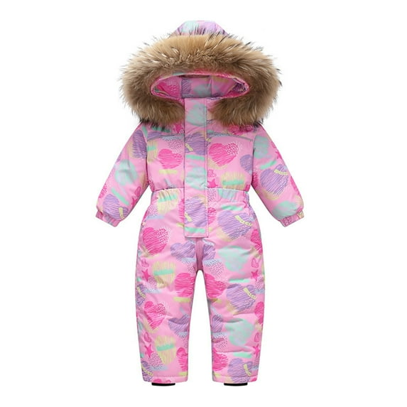 Hooded Ski Jumpsuit for Girls Boys Tie Dye Full Zip One Piece Quilted Snowsuit Kids Elastic Cuffs Winter Warm Onesie Outerwear