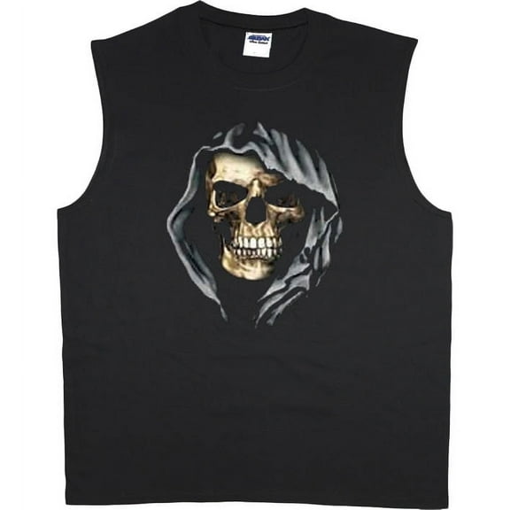 Hooded Skull t-shirt sleeveless t-shirt muscle tee for men