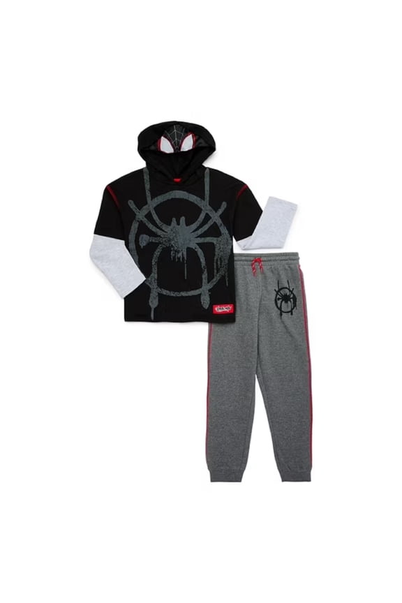 Hooded Spider Man Top with Jogger Set, 2 Piece Set, 4