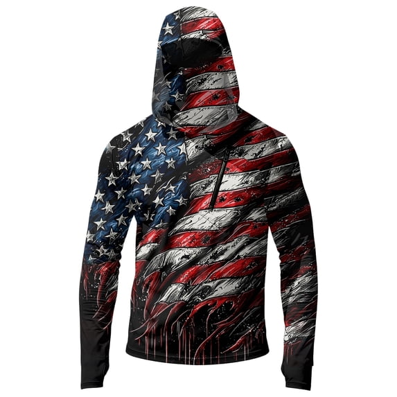 Hooded Sun Shirts for Men Upf 50+ Sun Protection Fishing Hoodies with Face Mask Quick Dry Breathable Long Sleeve Rash Guard