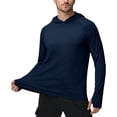 thumbnail image 1 of Hooded Sun Shirts for Men with Thumb Holes UPF 50+ Sun Protection Long Sleeve Shirt Quickly Drying Fishing Hiking Running Workout Shirts, 1 of 5