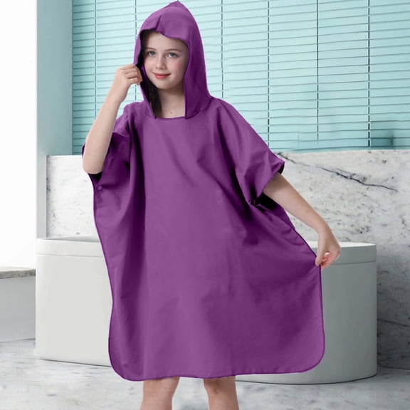 Hooded Surf Changing Towel Poncho Robe • Quick Dry Microfiber Swim Bathing Coverup • Pocket, Adjustable Sleeves • 60x60cm • Unisex Beach Towel