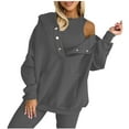 thumbnail image 1 of Hooded Sweatshirt For Womens Oversized Hoodies Singlet Pullover Tops With Pockets Fall 2 Piece Solid Color Suit For Women,Dark,M, 1 of 5