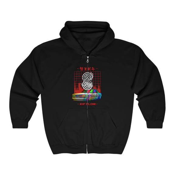 Hooded Sweatshirt - Full Zip Blockchain Shenanigans "ICP Flow"