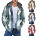 thumbnail image 1 of Hooded Sweatshirt Jacket for Men Plaid Long Sleeve Sweatshirt Jacket with Button Flannel Casual Coat for Daily Outdoor, 1 of 1