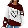 thumbnail image 1 of Hooded Sweatshirt for Womens Cute Dog Paw Heart Print Hoodies with Front Pocket Sweatshirts Color Matching Waffle Knitted Long Sleeve Hooded Sweatshirts, 1 of 4